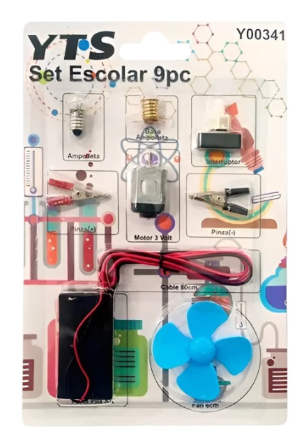 Set Circuito Eléctrico Con Motor Escolar 9 Piezas